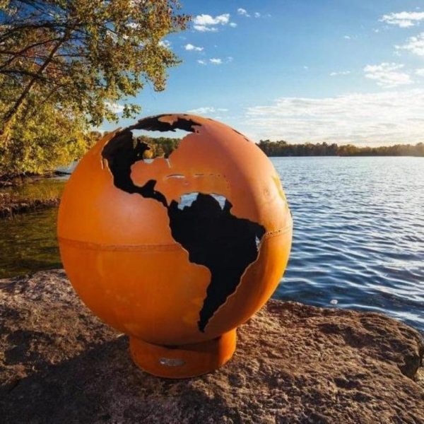 Fire Pit Art Third Rock Globe Shaped 36-Inch Carbon Steel Fire Pit Discount - Image 3