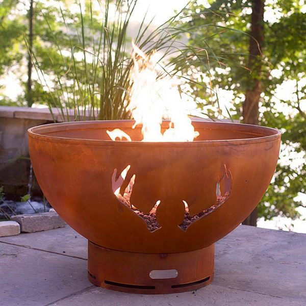 Fire Pit Art Antlers 36-Inch Handcrafted Carbon Steel Gas Fire Pit Fashion - Image 4