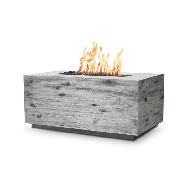 Top Fires Catalina Rectangular Wood Grain GFRC Direct Spark Gas Fire Pit Table Discount
